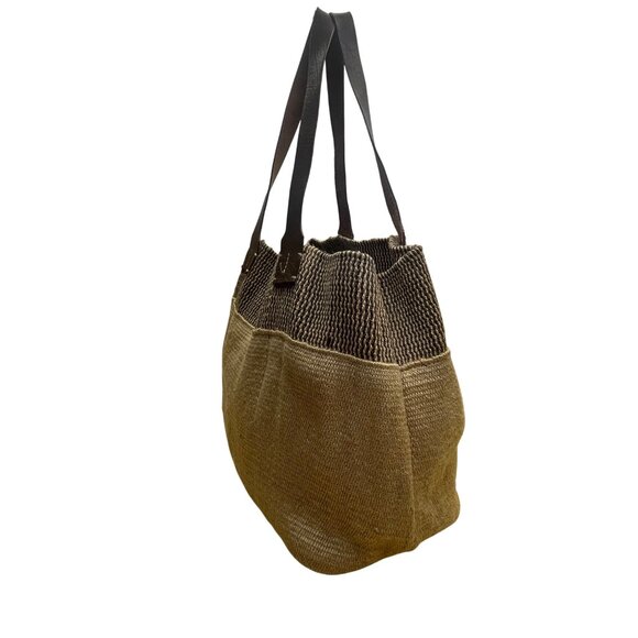 J.Jill Women’s Brown Woven With Leather Straps Casual Tote Bag - Picture 7 of 11